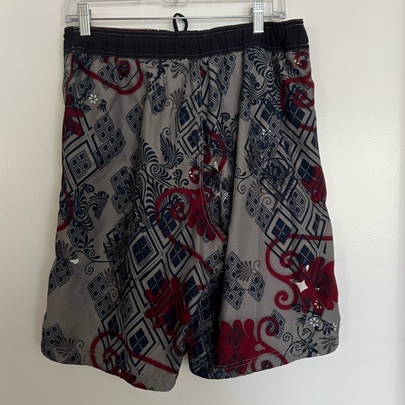 Speedo Gray Red Blue Swim Shorts Medium - Picture 2 of 10